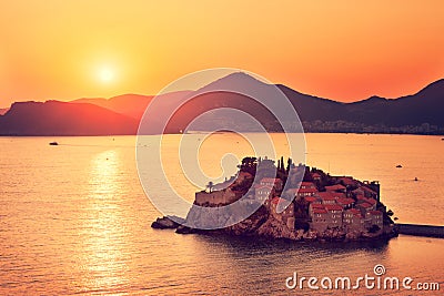 Sveti Stefan Island in Montenegro at Adriatic Sea Stock Photo