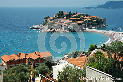 Sveti Stefan peninsule, Montenegro coastline Stock Photo