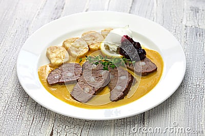 Svickova na smetane, traditional Czech cuisine Stock Photo