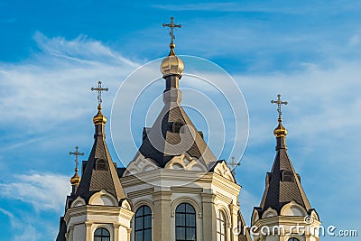 Svyato-Pokrovs Orthodox Christian church in Zaporizhia, Ukraine Stock Photo