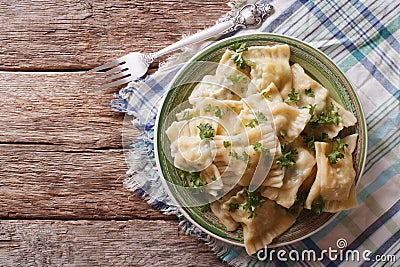 Swabian cuisine: dumplings stuffed with meat and spinach closeup Stock Photo