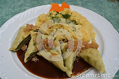 Swabian Pockets - Maultaschen Stock Photo