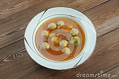 Swabian soup with meatballs Stock Photo
