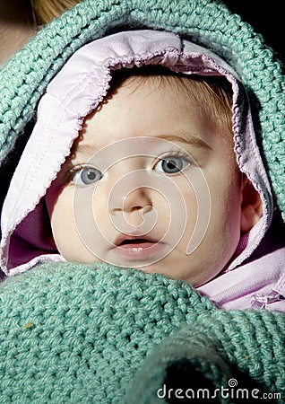 Swaddled Baby Girl Stock Photo