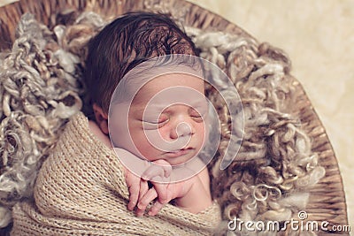 Swaddled sleeping newborn Stock Photo