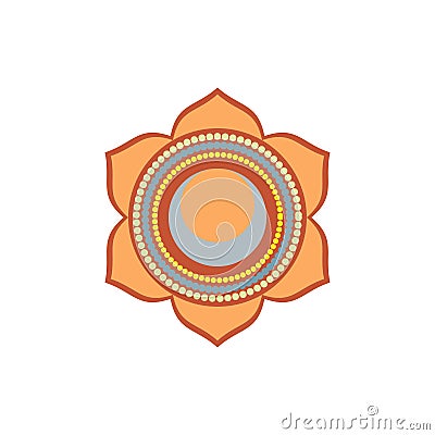 Swadhisthana.Sacral Chakra. The symbol of the second human chakra.Vector illustration isolated on white background Vector Illustration