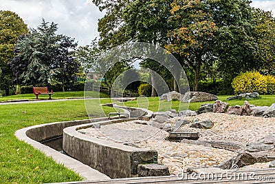 Swadlincote Park Derbyshire water and stone feature. Stock Photo