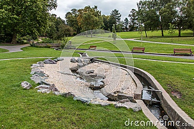 Swadlincote Park Derbyshire water and stone feature. Stock Photo