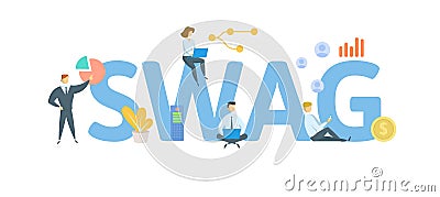 SWAG, Scientific Wild-Assed Guess. Concept with keywords, people and icons. Flat vector illustration. Isolated on white. Vector Illustration