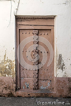 Swahili door in Zanzibar Stock Photo