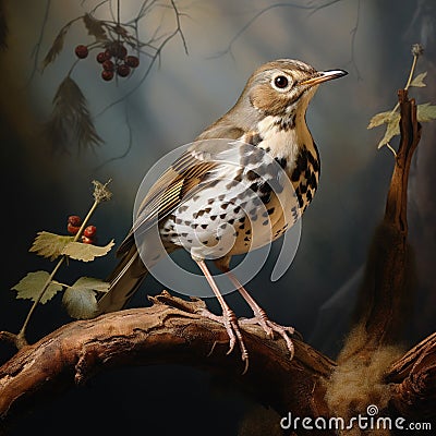 Swainson s Thrush ustulatus Cartoon Illustration