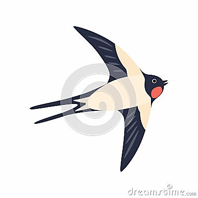 Swallow in flight. Vector illustration Isolated on white background. Vector Illustration
