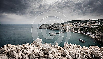 The Swallow Nest and the harbour in the Black Sea, Crimea, Stock Photo