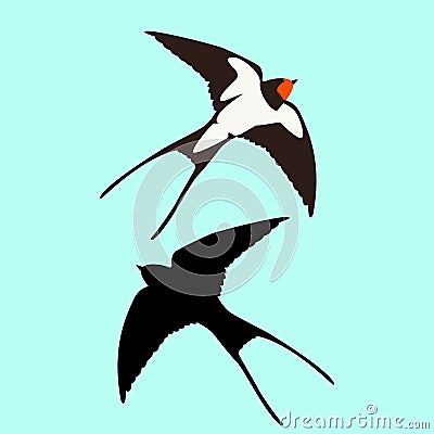 Swallow vector illustration flat style profile side black Vector Illustration