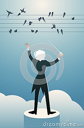 Swallows Music Simphony Vector Illustration
