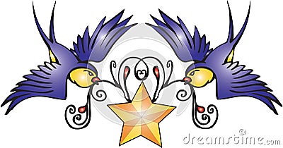 Swallows tattoo Vector Illustration