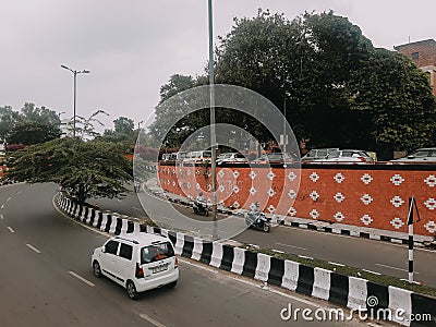 Delhi, India - 05-October-20, Swami Narayan Underpass Road Sawan Park Ashok Vihar is a in North East Delhi in India Editorial Stock Photo