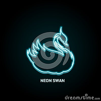 Swan bird neon shiny icon, vector illustration Vector Illustration