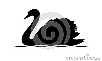 Swan on the water symbol Cartoon Illustration