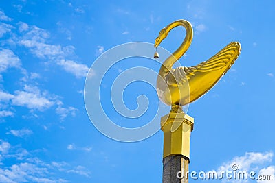 Swan golden pillar Stock Photo