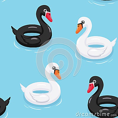 Swan inflatable pool floats pattern. Vector seamless texture. Vector Illustration