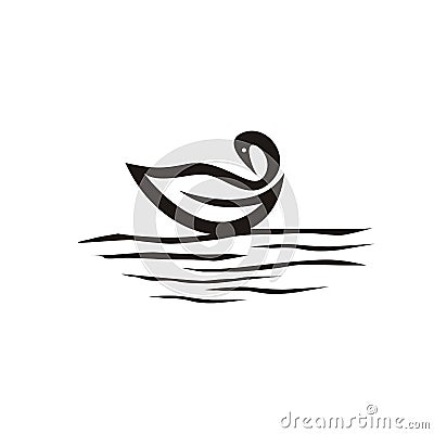 Swan logo design in the lake Vector Illustration