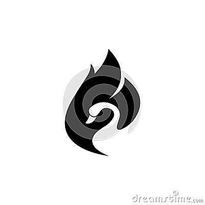 Swan negative space black Vector Illustration