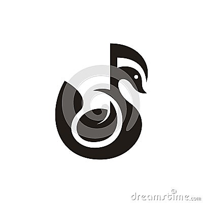 swan note song logo vector, Swan Note studio logo inspiration. for music studio Vector Illustration