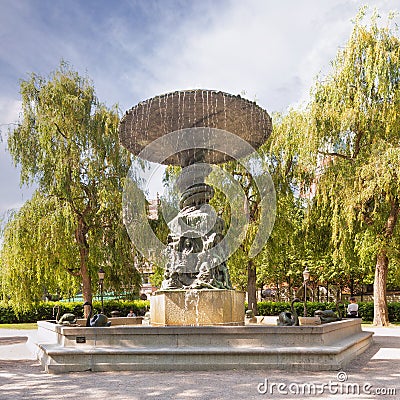 Swan statue at the Molin's Fountain in Kungstradgarden, Stockholm, Sweden Editorial Stock Photo
