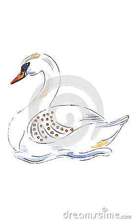 Swan Swimming for 12 Days of Christmas Charms Vector Illustration