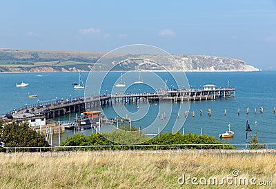 Swanage pier jetty and bay Dorset England UK Stock Photo