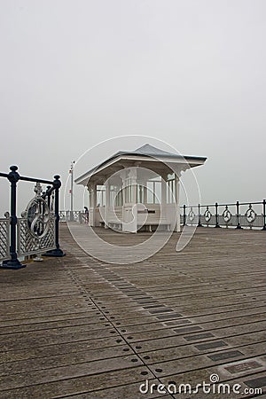 Swanage Pier in the mist, Dorset, England. Stock Photo