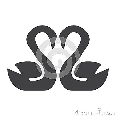 Swans in love glyph icon, valentines day Vector Illustration