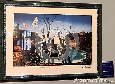 Swans reflected in Elephants - Salvador DALI Editorial Stock Photo