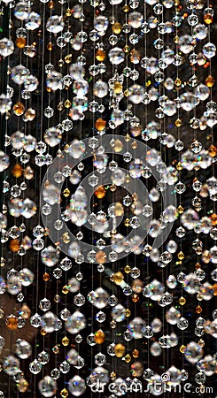 Swarovski crystal beaded curtain, blurred foreground Stock Photo