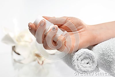 Swarovski crystals manicure Stock Photo