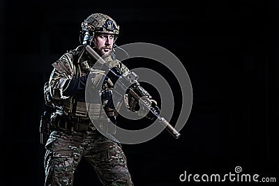 SWAT officer with rifle Stock Photo