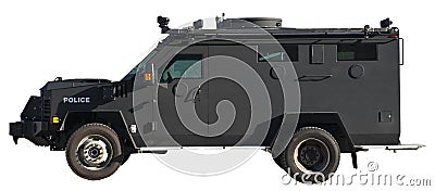 SWAT Team Armored Truck Vehicle Isolated Stock Photo