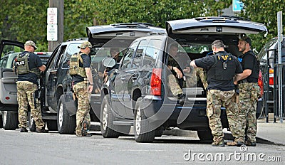 SWAT Team on Standby During 2016 RNC in Cleveland Ohio Editorial Stock Photo