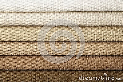 Swatch of woven textile shade and gradient of brown colors background. Catalog and palette beige tone of Interior fabric Stock Photo