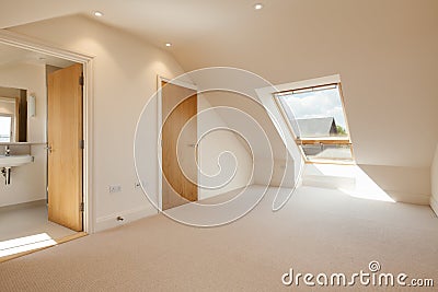 Unfurnished bedroom interior with en suite Stock Photo
