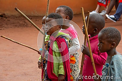 Swazi children in a traditional village Editorial Stock Photo