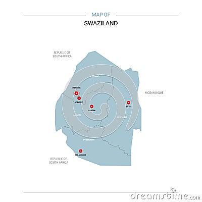 Swaziland map vector with red pin Vector Illustration