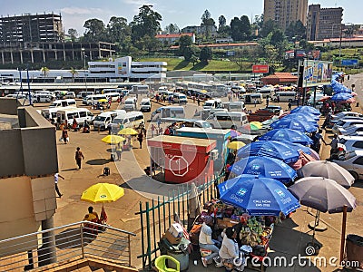 Swaziland - Mbabane - The main bus and minibus taxi park with the street market along Editorial Stock Photo