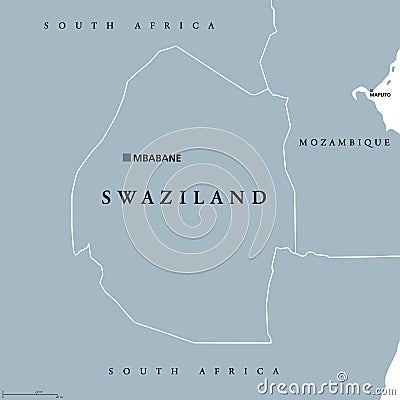 Swaziland political map Vector Illustration