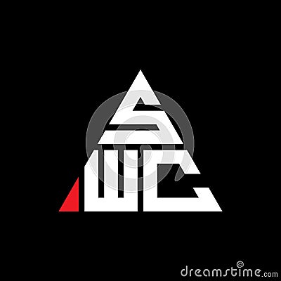 SWC triangle letter logo design with triangle shape. SWC triangle logo design monogram. SWC triangle vector logo template with red Vector Illustration