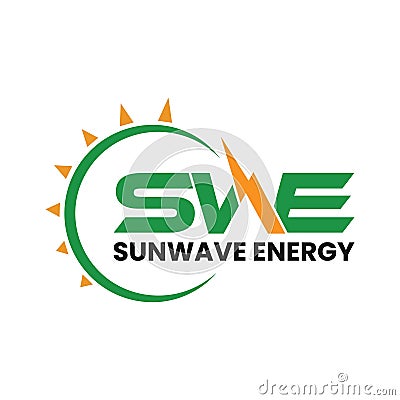 SWE logo design for solar Vector Illustration