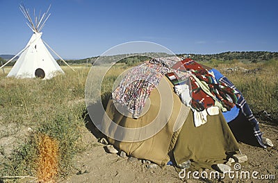 Sweat Lodge and teepee Stock Photo