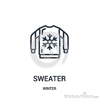 sweater icon vector from winter collection. Thin line sweater outline icon vector illustration. Linear symbol for use on web and Vector Illustration