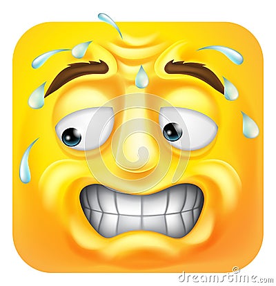 Sweating Worried Emoji Emoticon Icon Cartoon Vector Illustration